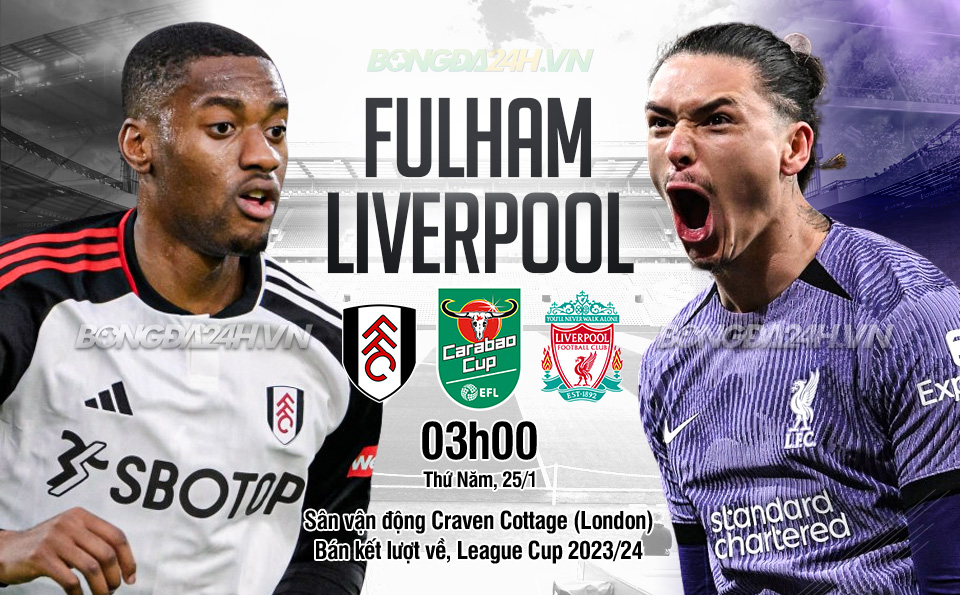 Trực tiếp bóng đá Fulham vs Liverpool League Cup hôm nay