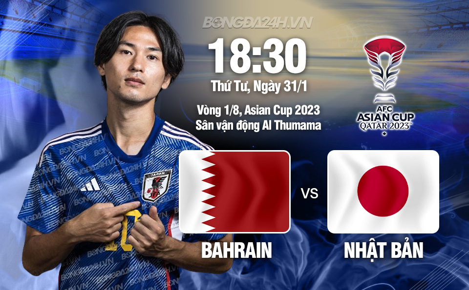 Trực tiếp bóng đá Bahrain vs Nhật Bản Asian Cup 2023 hôm nay