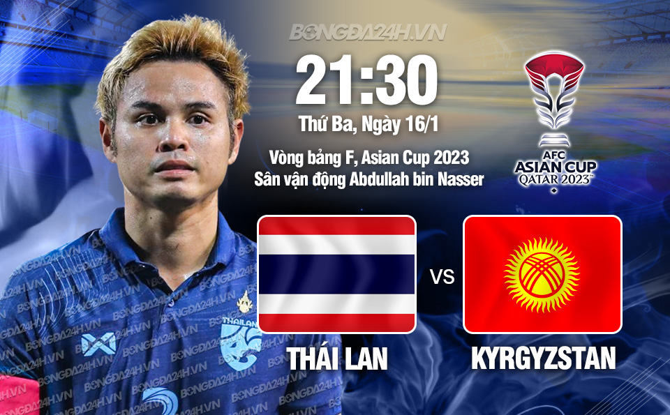 Trực tiếp bóng đá Thái Lan vs Kyrgyzstan Asian Cup 2023 hôm nay