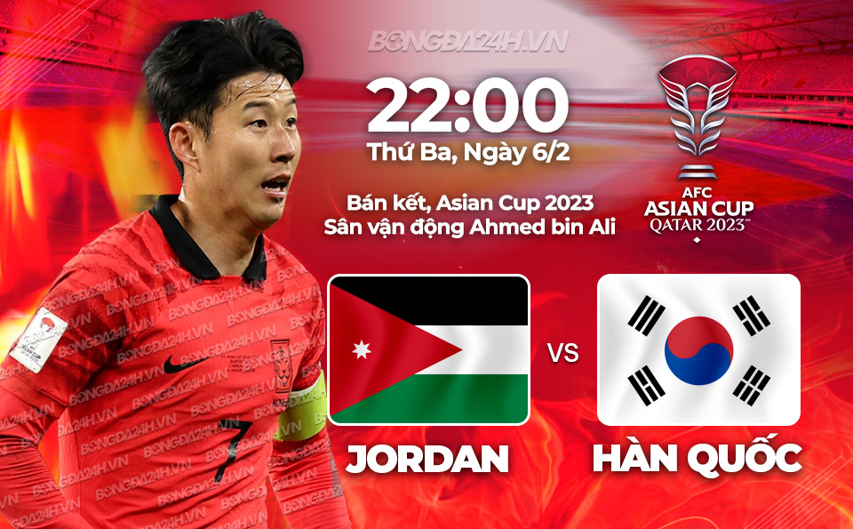 Trực tiếp bóng đá Hàn Quốc vs Jordan Asian Cup 2023 hôm nay